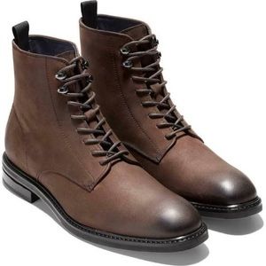 Cole Haan Wagner Grand Brown Nubuck Lace Up Boots